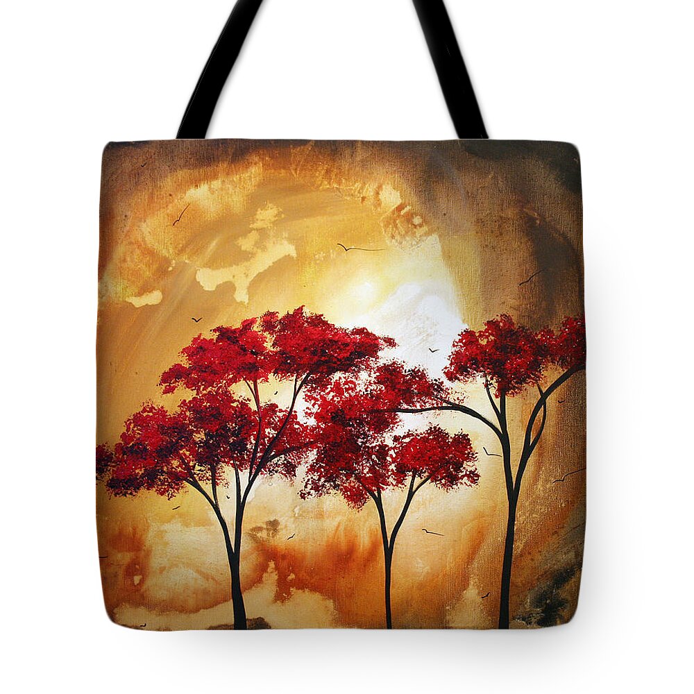 Abstract Tote Bag featuring the painting Abstract Landscape Painting EMPTY NEST 2 by MADART by Megan Duncanson
