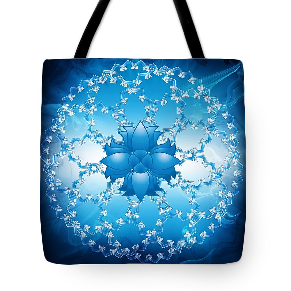Abstract Tote Bag featuring the digital art Abstract Lotus Flower Symbol by Serena King