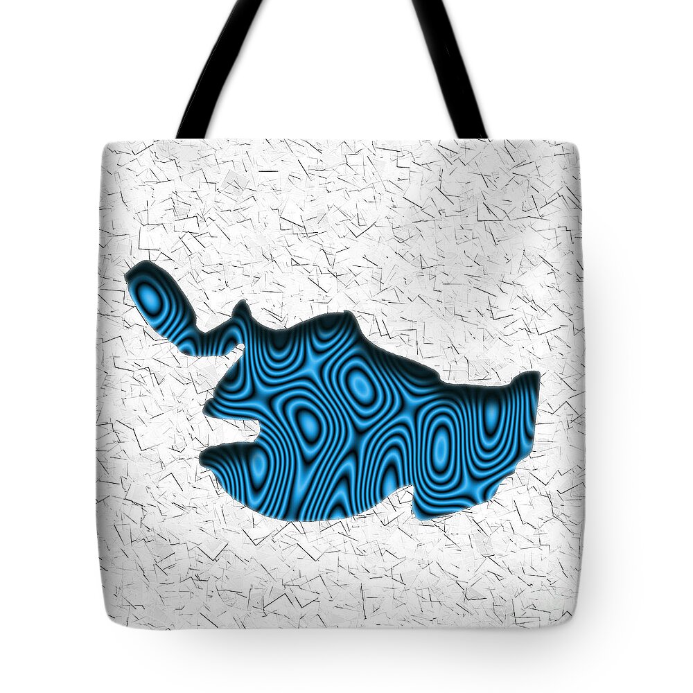 Monster Tote Bag featuring the digital art Abstract Monster Cut-Out Series - Blue Swimmer by Uncle J's Monsters