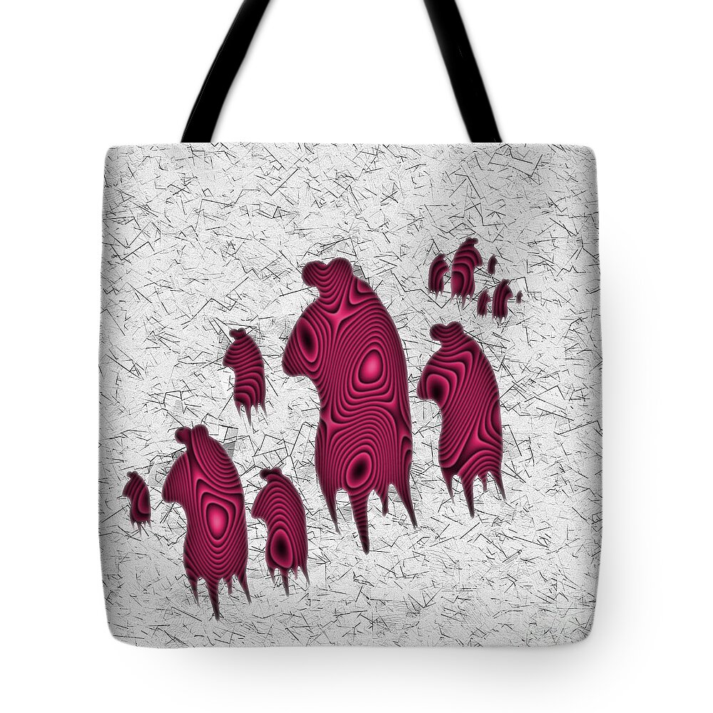 Monster Tote Bag featuring the digital art Abstract Monster Cut-out Series - Red Rally by Uncle J's Monsters