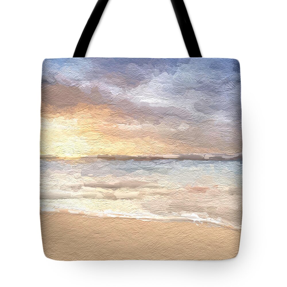 Anthony Fishburne Tote Bag featuring the mixed media Abstract Morning Tide by Anthony Fishburne