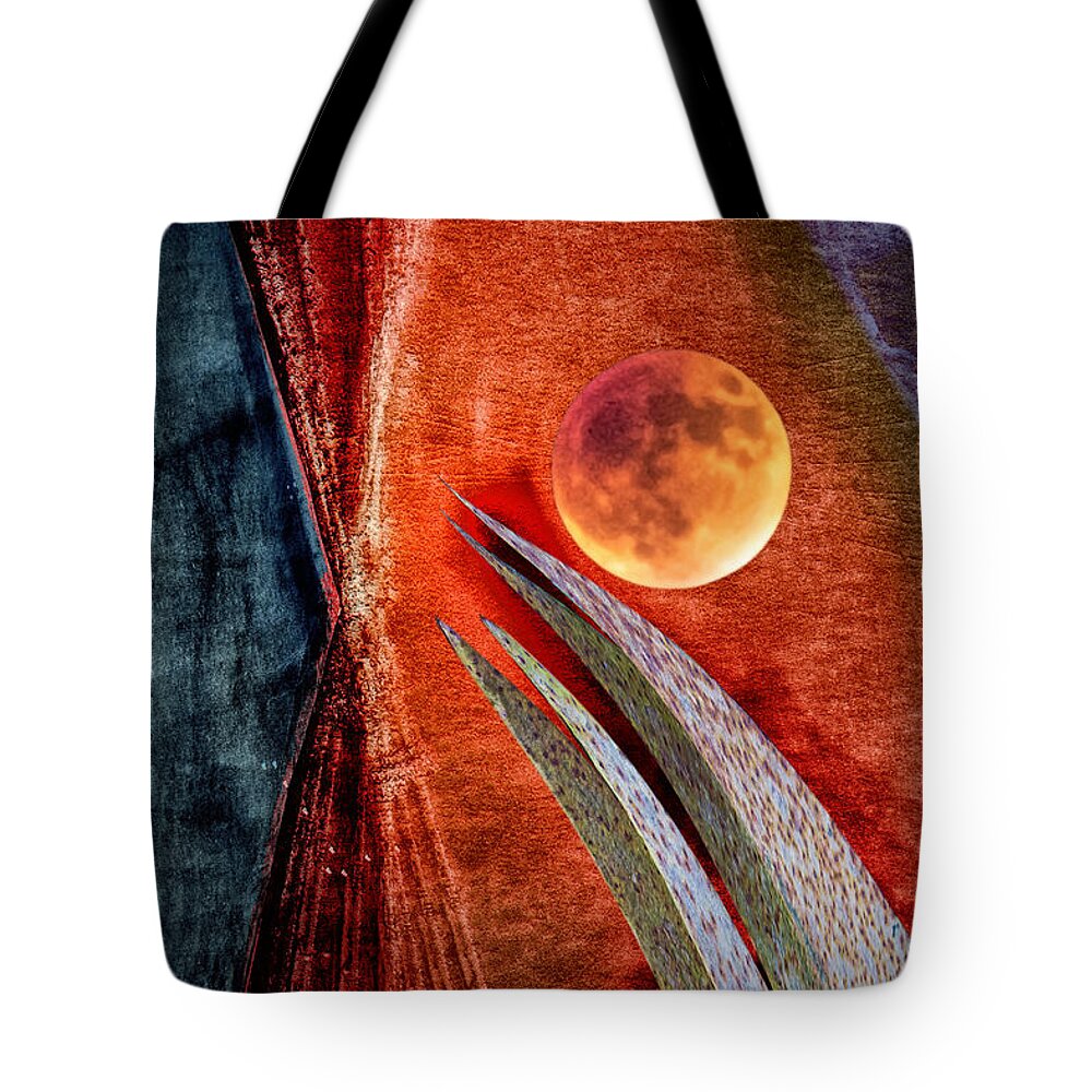 Moon Tote Bag featuring the digital art Abstract on Moon by Georgianne Giese