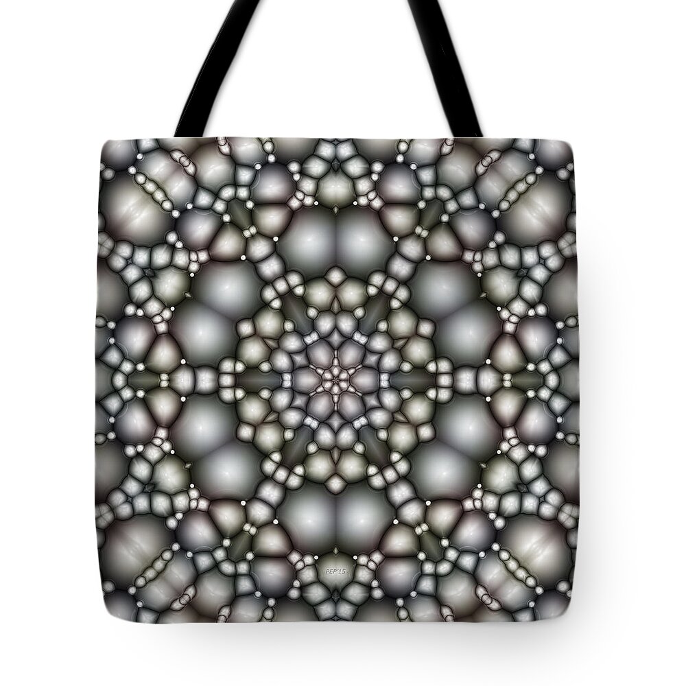 Symmetry Tote Bag featuring the digital art Abstract Reflective Mandala by Phil Perkins