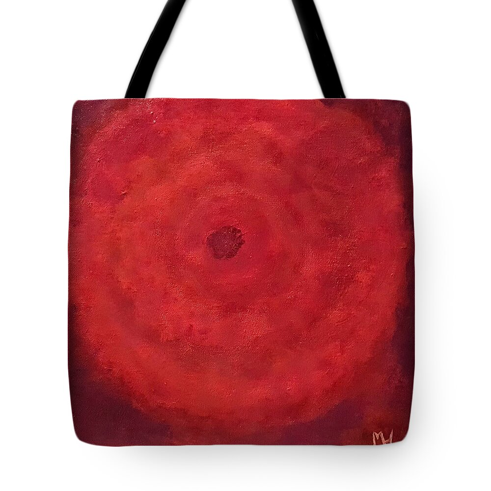 Red Tote Bag featuring the painting Abstract Rose by Margaret Harmon