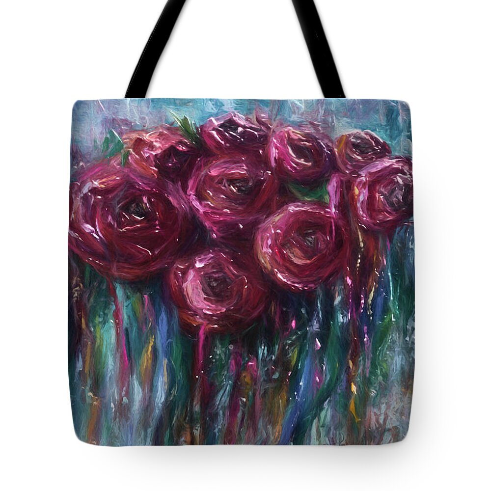  Modern Tote Bag featuring the digital art Abstract Roses by OLena Art by Lena Owens - Vibrant DESIGN