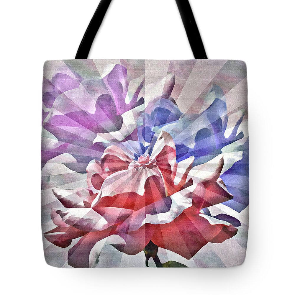 Abstract Tote Bag featuring the mixed media Abstract Roses by Rosalie Scanlon