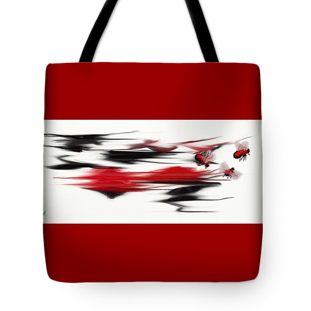 Abstract Tote Bag featuring the digital art Abstract Swarm of Flies by Shelli Fitzpatrick