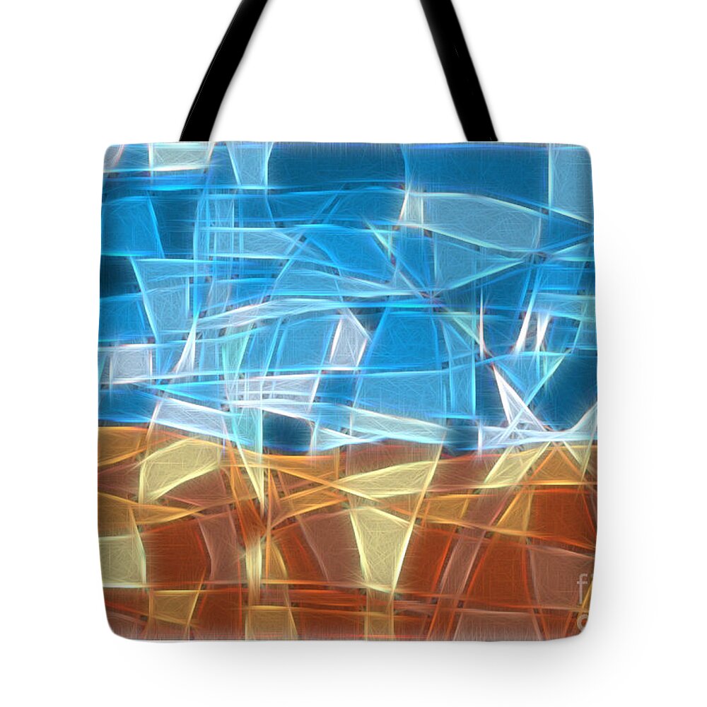 Abstract Tote Bag featuring the digital art Abstract Tiles - Rocks and Sky No 16.041402 by Jason Freedman