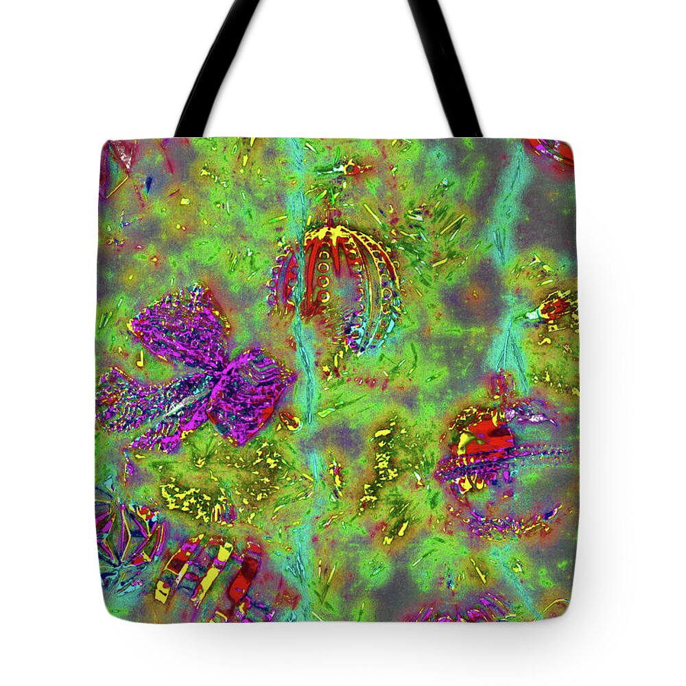 Abstract Tote Bag featuring the photograph Abstract Tree Ornaments by Gina O'Brien