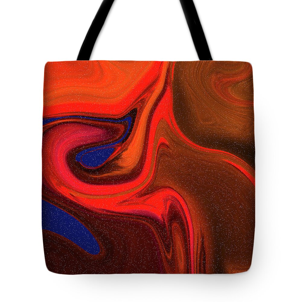 Abstract. Art Tote Bag featuring the digital art Abstract Union 2 Vertical Fire by Lesa Fine