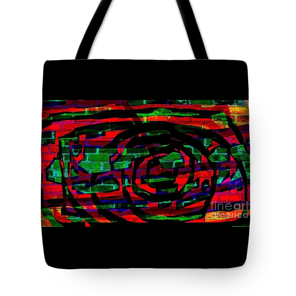 Abstract Tote Bag featuring the mixed media Abstract Vortex - On A Wall by Leanne Seymour