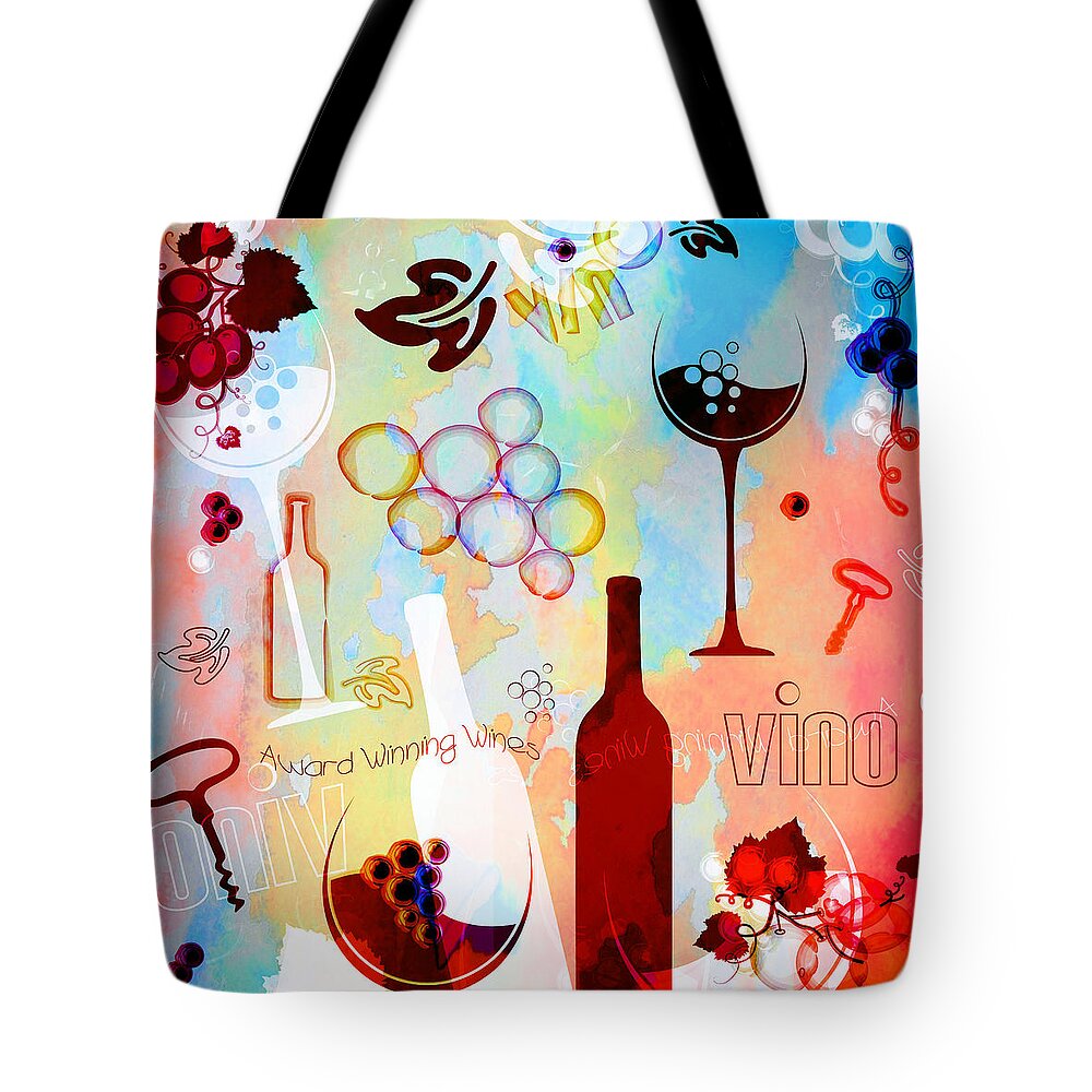 Abstract Grapes Tote Bag featuring the digital art Abstract Wine Art by Serena King