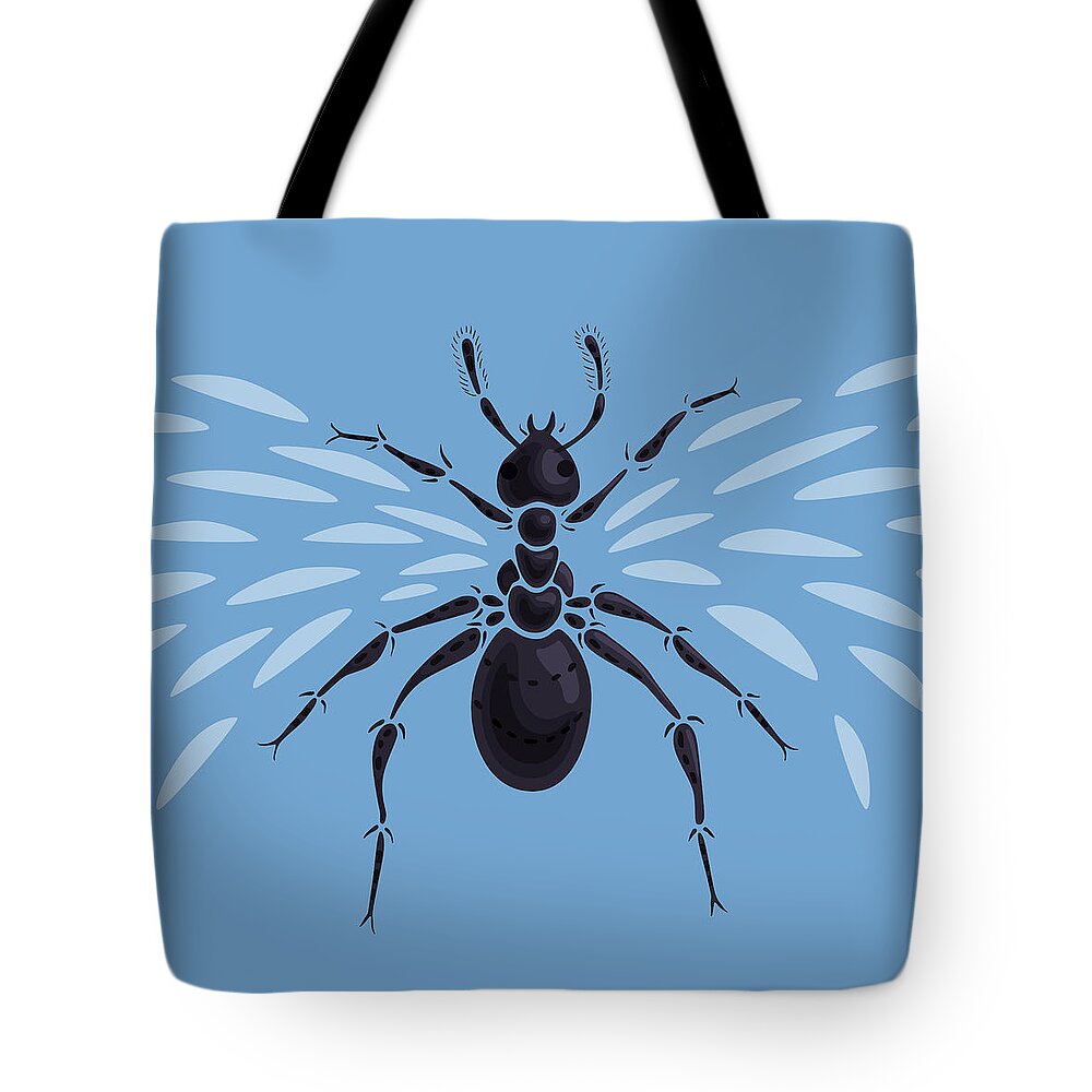 Ant Tote Bag featuring the digital art Abstract Winged Ant by Boriana Giormova