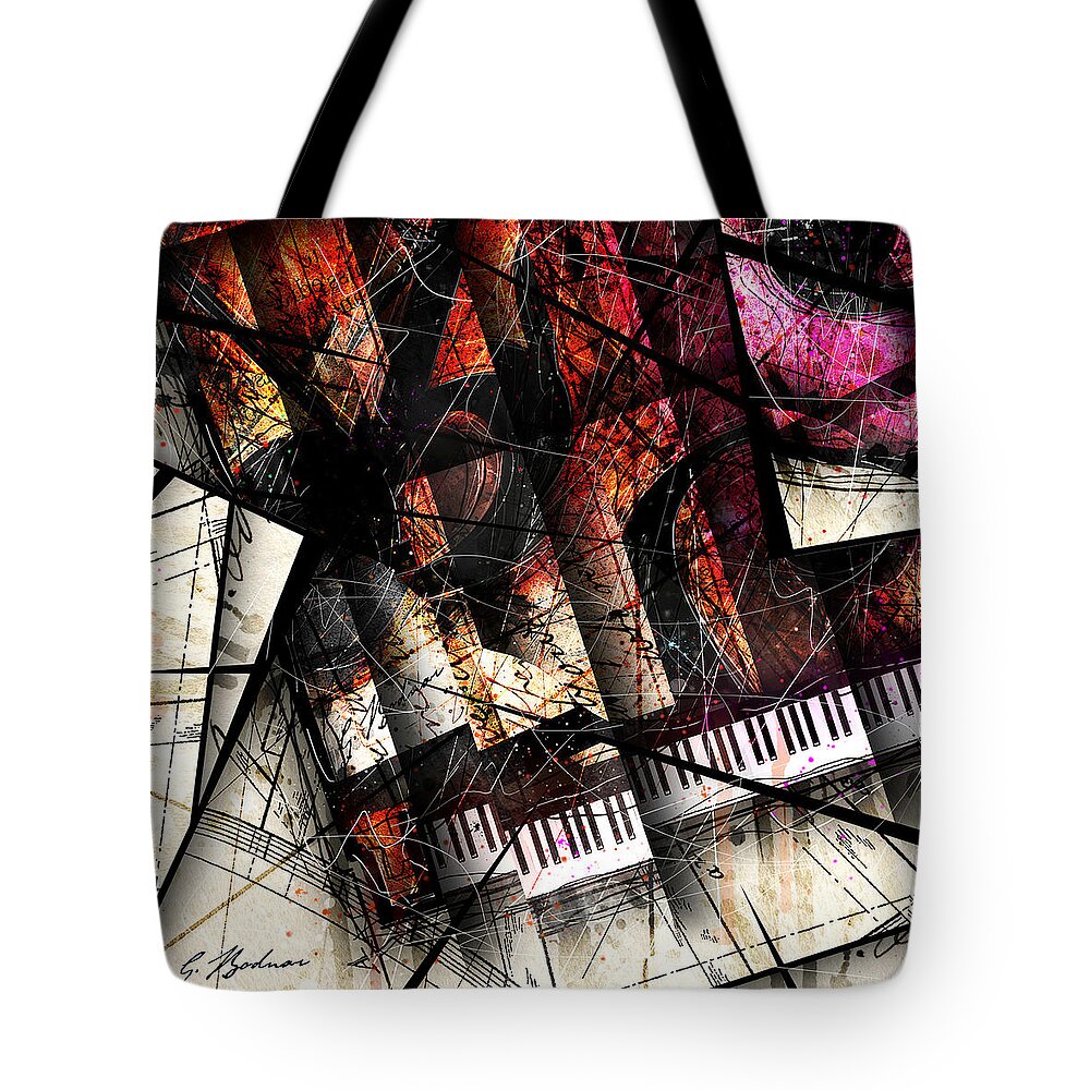 Piano Tote Bag featuring the digital art Abstracta_18 Opus I B by Gary Bodnar