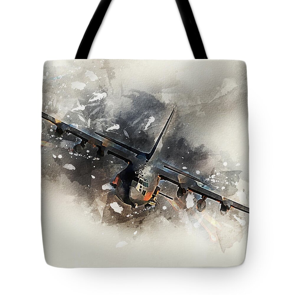 Ac130 Tote Bag featuring the digital art AC130 Gunship Painting by Airpower Art