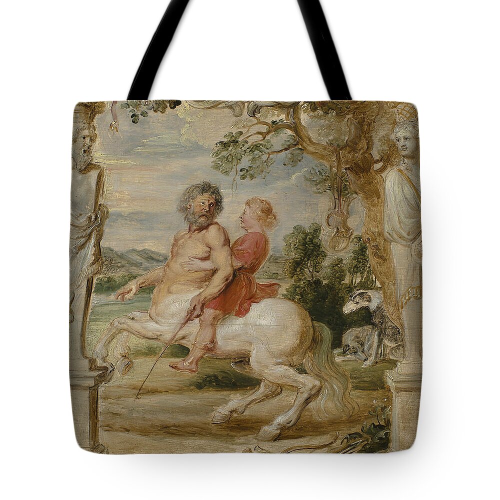 Peter Paul Rubens Tote Bag featuring the painting Achilles Educated by the Centaur Chiron by Peter Paul Rubens