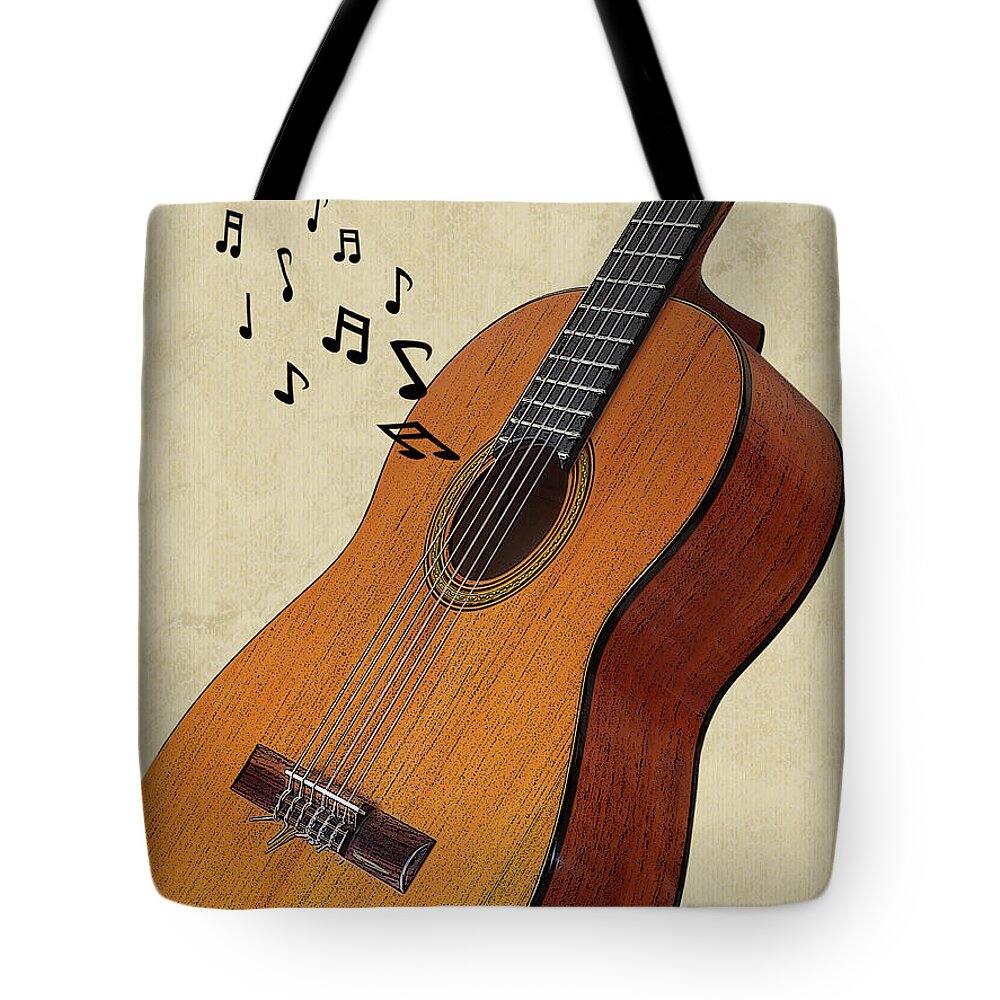 Acoustic Guitar Tote Bag featuring the photograph Acoustic Guitar Sounds by Gill Billington