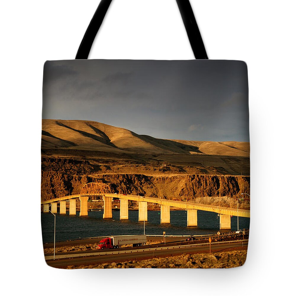 Columbia River Tote Bag featuring the photograph Across The Columbia River by DArcy Evans