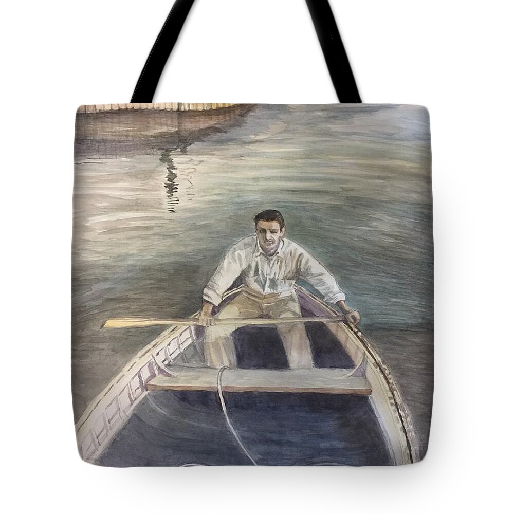 Landscape Tote Bag featuring the painting Active Duty-1946 by Carol Oufnac Mahan
