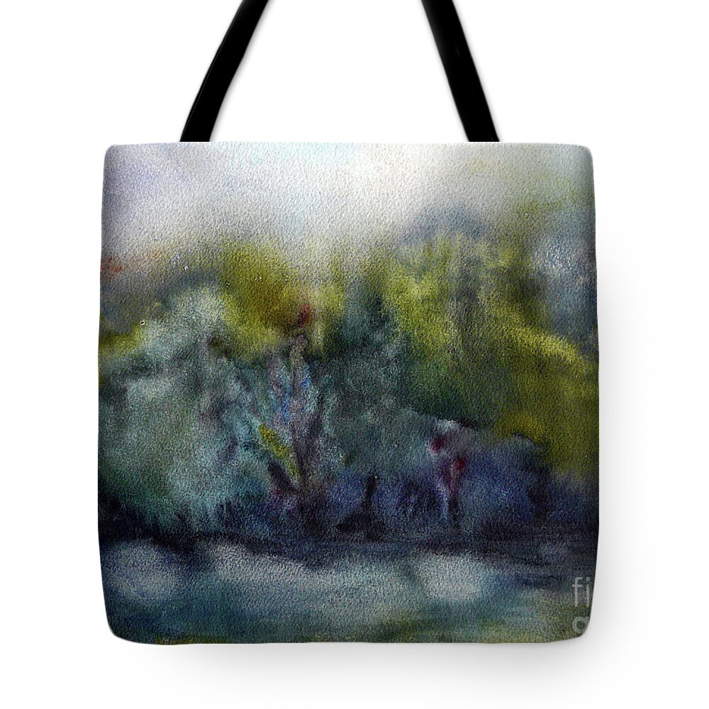 Winner Tote Bag featuring the painting Ada River by Jasna Dragun