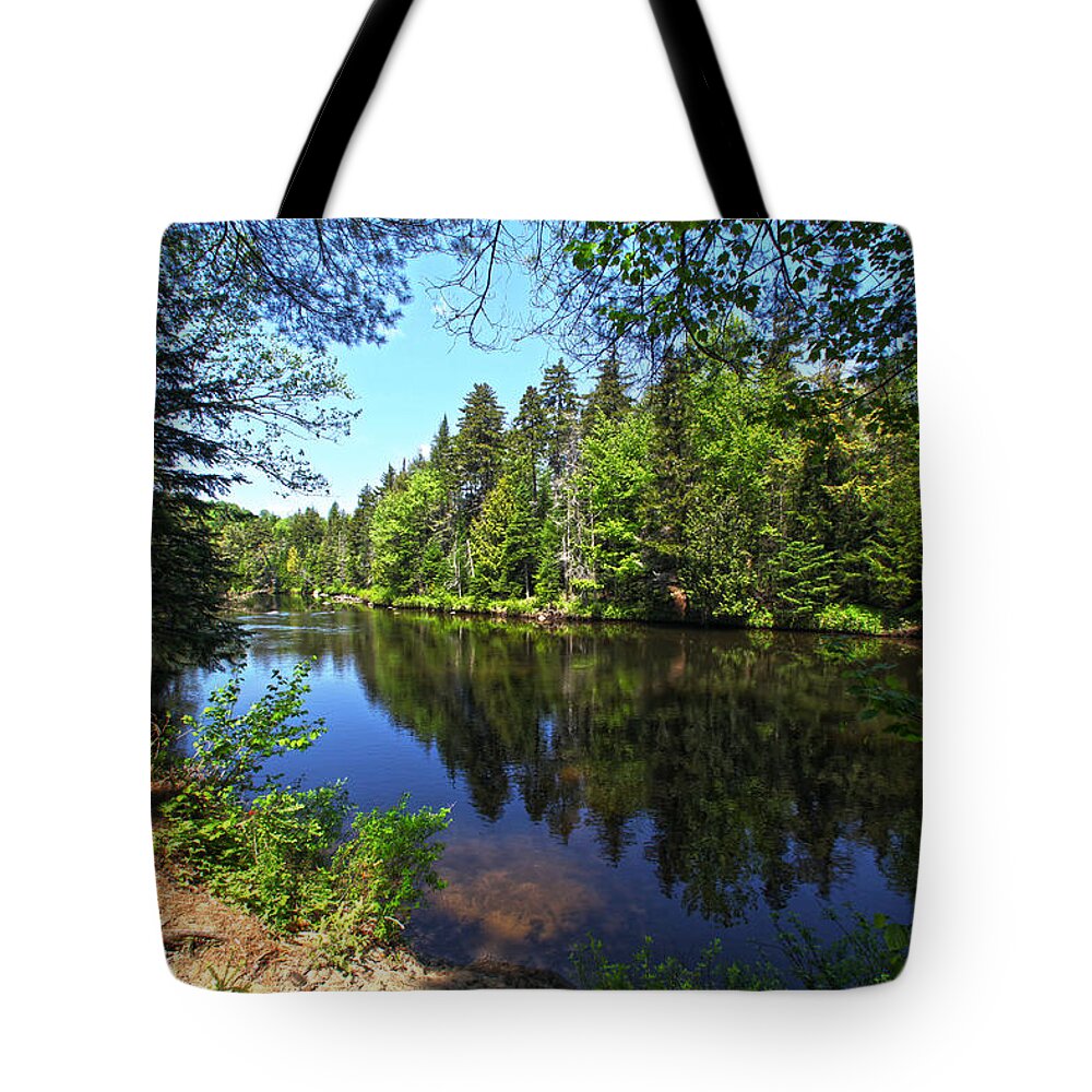 Adirondack Lake Water Pond Trees Pine Tote Bag featuring the photograph Adirondack Waters by Robert Och