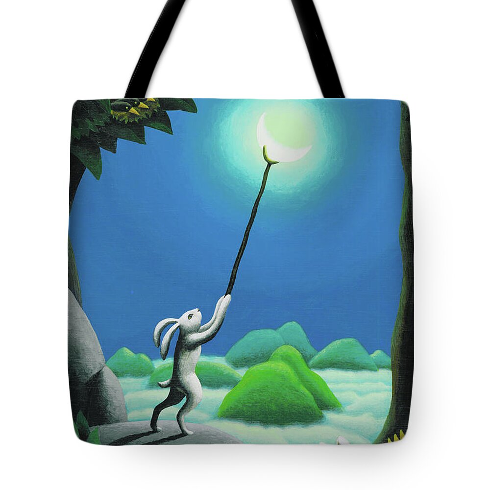Rabbit Tote Bag featuring the painting Adjustments by Chris Miles