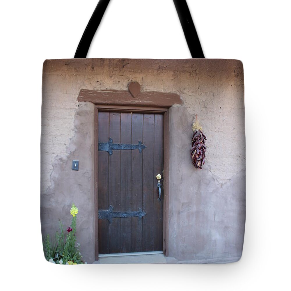 Adobe Tote Bag featuring the photograph Adobe Door by Dody Rogers
