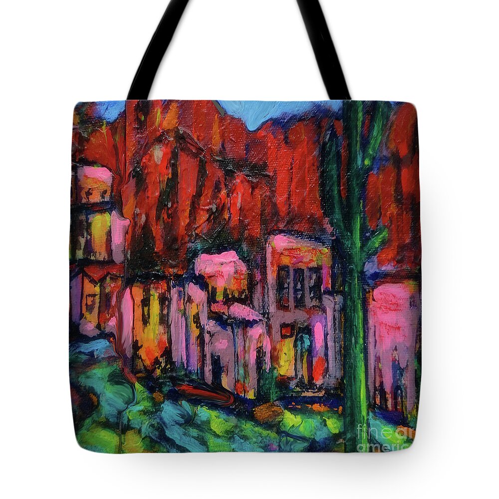 Square Tote Bag featuring the painting Adobe Magic by Zsanan Studio