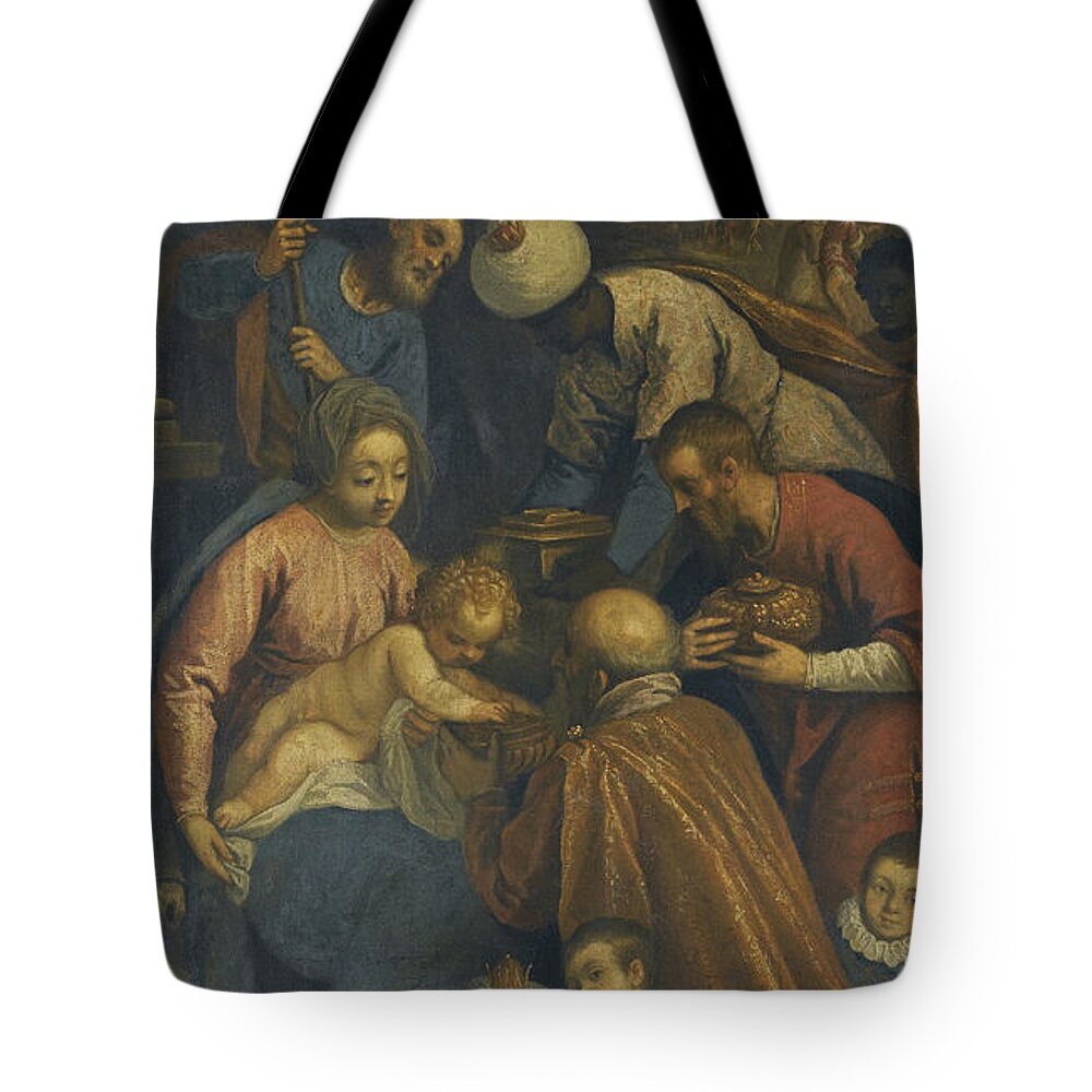 Palma Il Giovane Tote Bag featuring the painting Adoration of the Magi by Palma Il Giovane