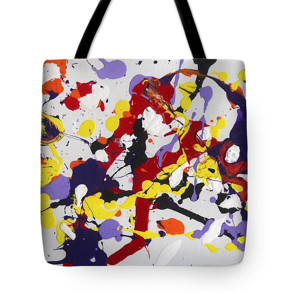 Splatter Tote Bag featuring the painting Adulthood by Phil Strang