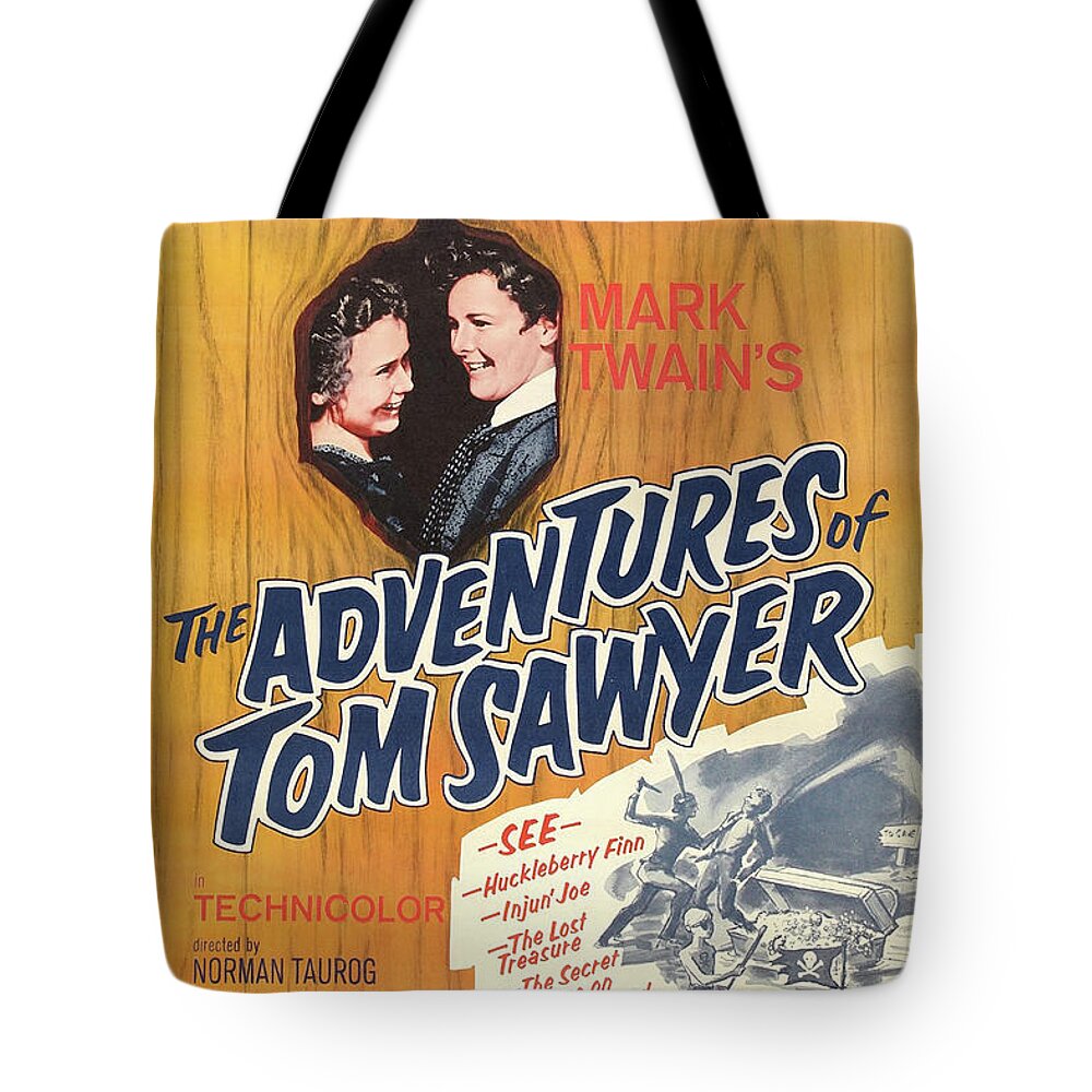 Adventures Of Tom Sawyer Tote Bag featuring the mixed media Adventures Of Tom Sawyer 1938 by Movie Poster Prints