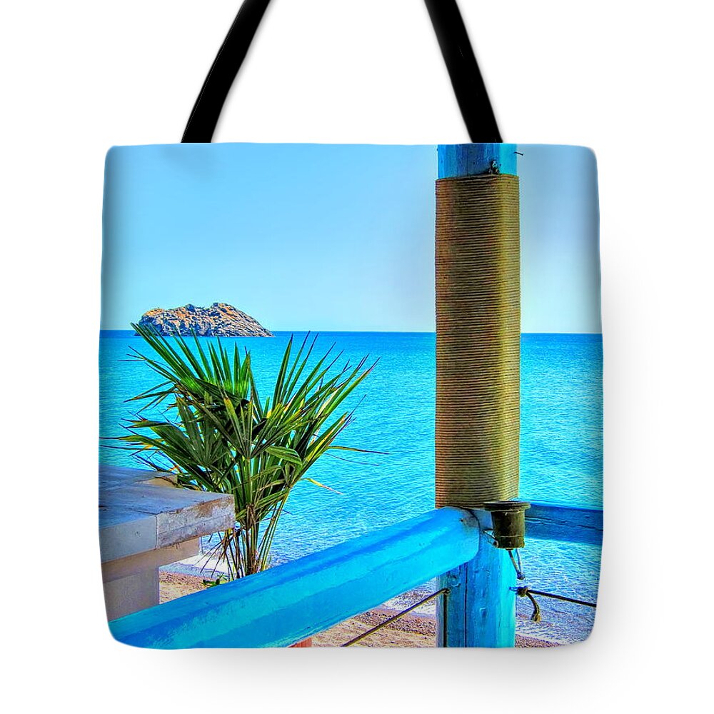 Aegean Tote Bag featuring the photograph Aegean Blue by Andreas Thust