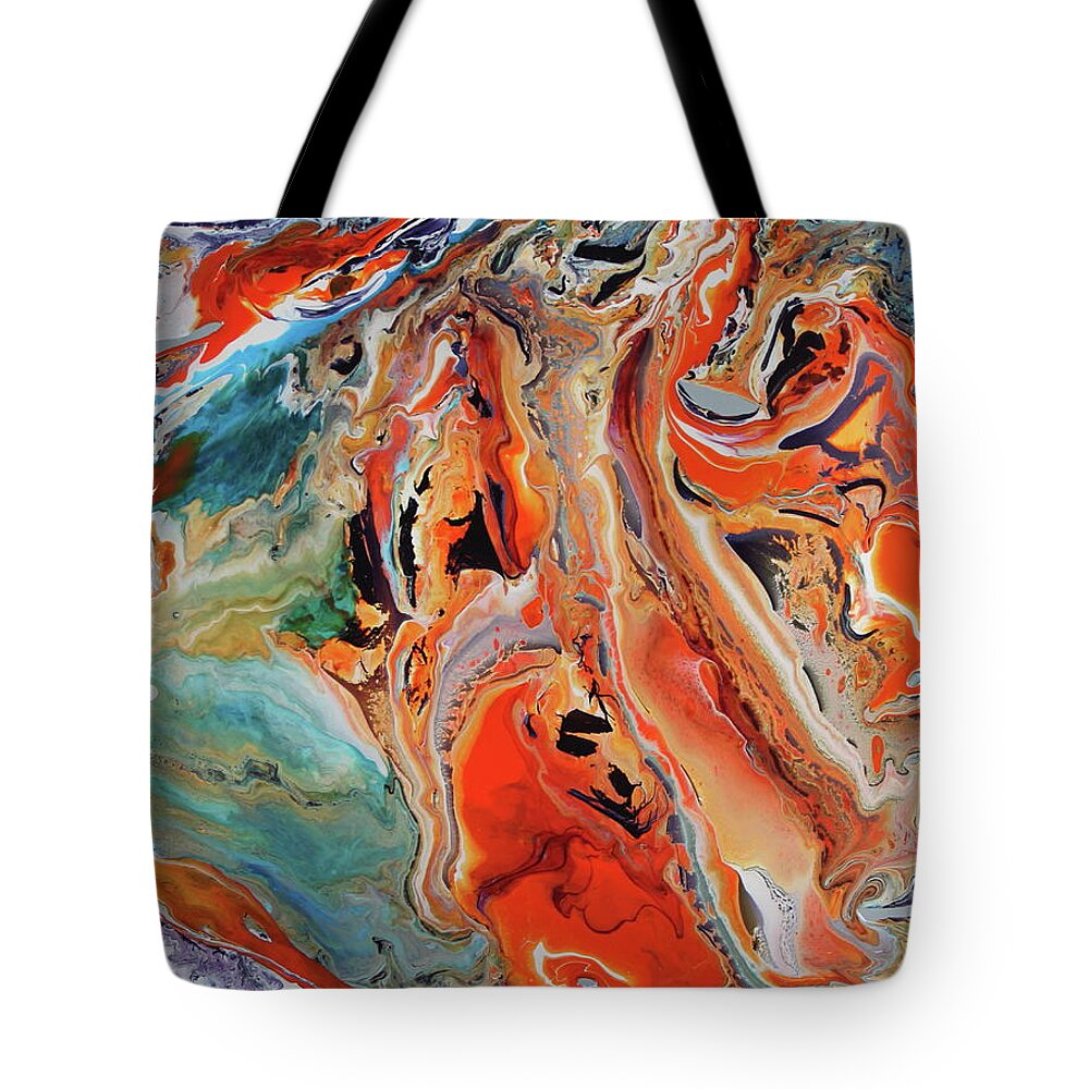 Orange Tote Bag featuring the painting Aerial 10 by Madeleine Arnett