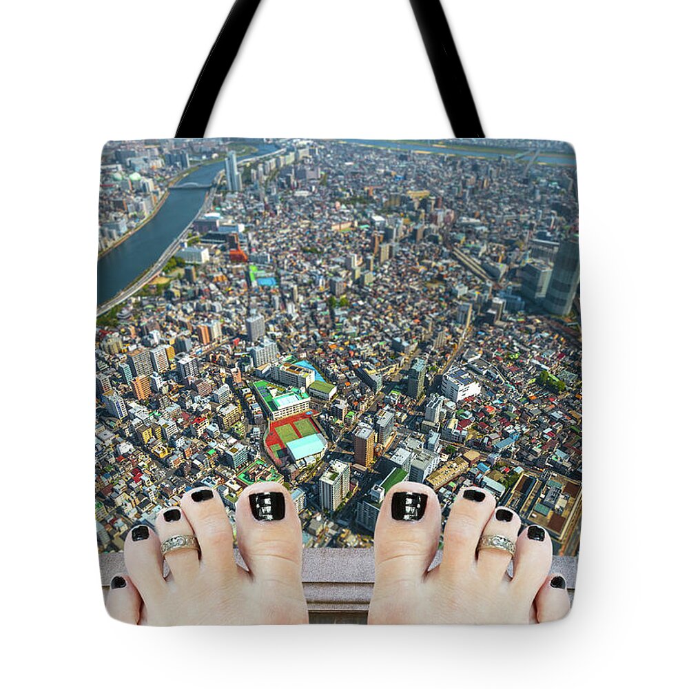 Suicide Tote Bag featuring the photograph Aerial Suicide Tokyo by Benny Marty
