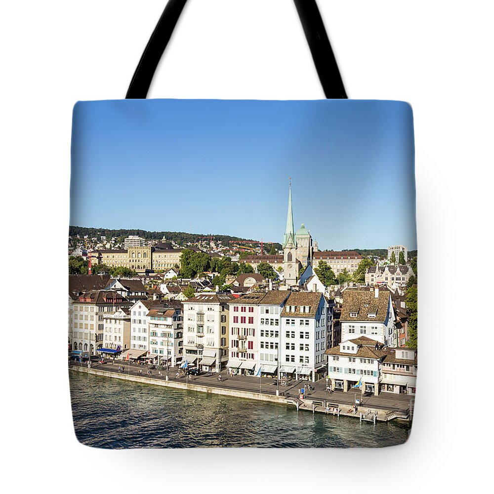 Europe Tote Bag featuring the photograph Aerial view of Zurich, Switzerland. by Didier Marti