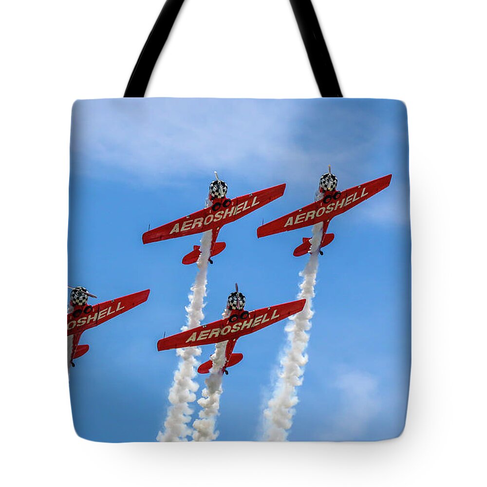 Aeroshell Tote Bag featuring the photograph Aeroshell Formation Flying by Tom Claud