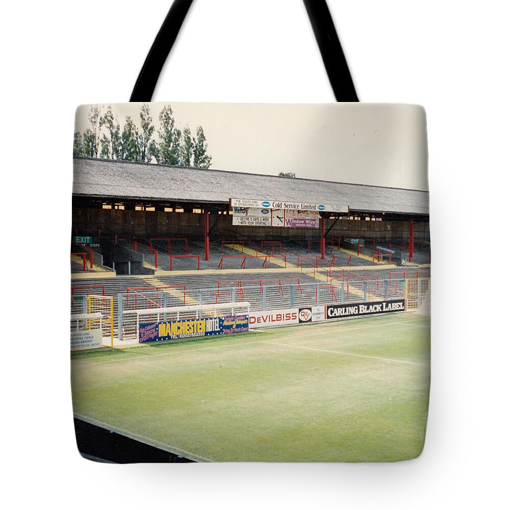 Afc Bournemouth Tote Bag featuring the photograph AFC Bournemouth - Dean Court - SW Goal Terrace 1 - September 1990 by Legendary Football Grounds