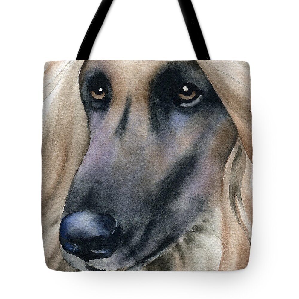 Afghan Tote Bag featuring the painting Afghan Hound by David Rogers