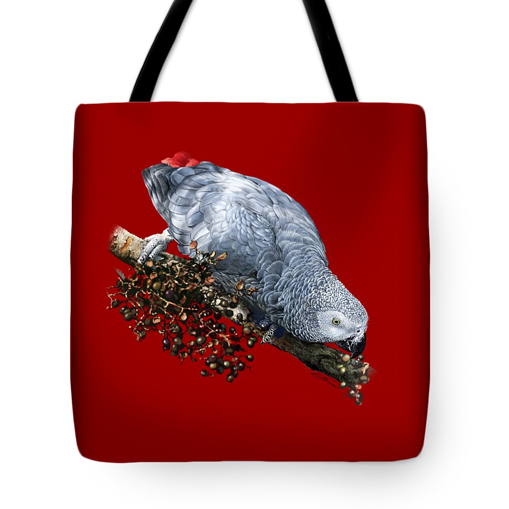 African Tote Bag featuring the digital art African Grey Parrot A by Owen Bell