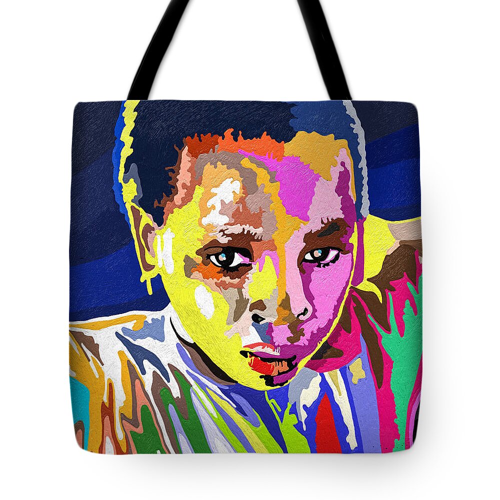 Face Tote Bag featuring the digital art African Rainbow by Anthony Mwangi