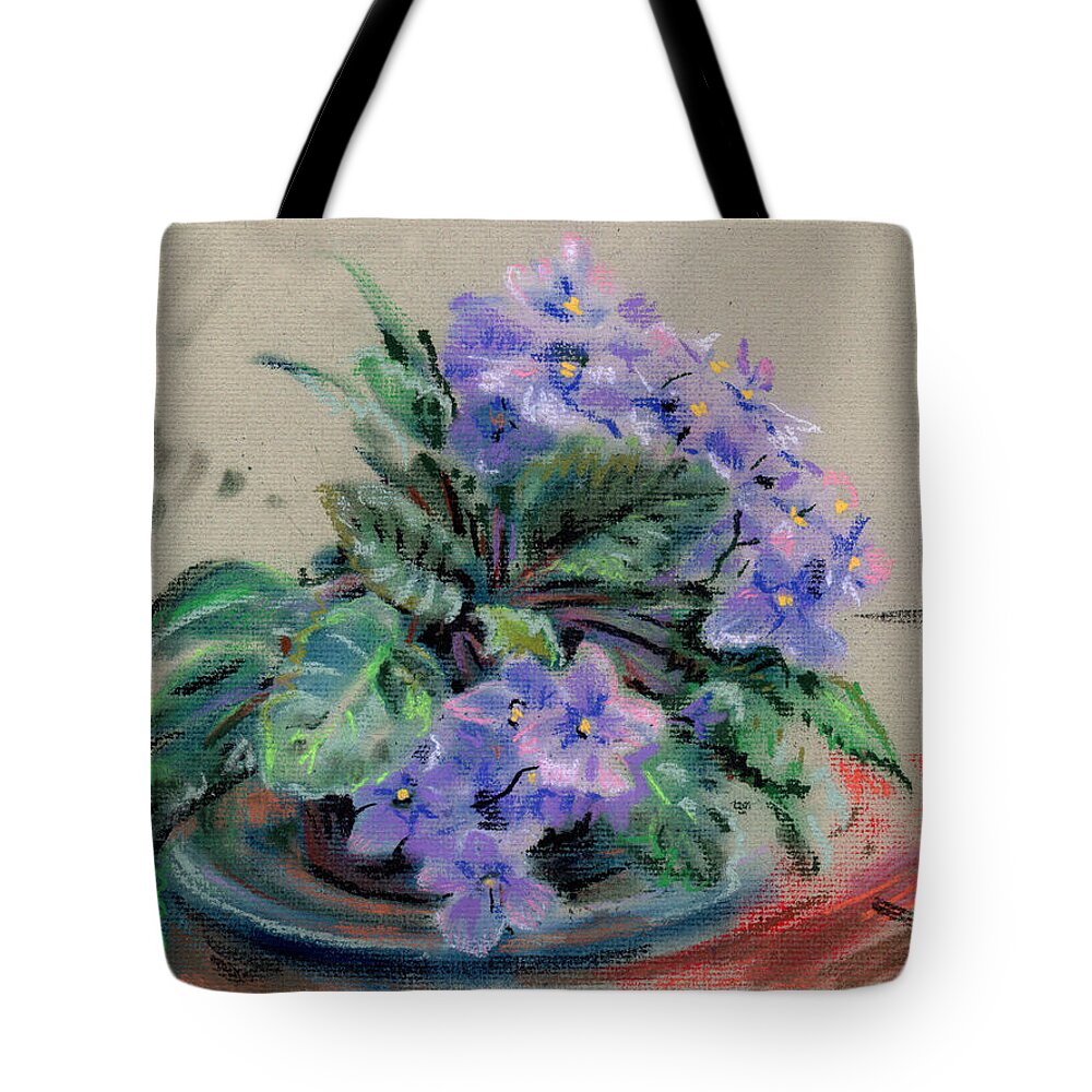 African Violets Tote Bag featuring the drawing African Violet by Donald Maier