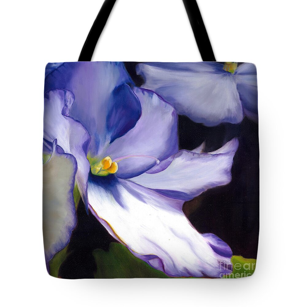 Blue Violet Colors Tote Bag featuring the painting African Violet Loveliness by Sherri Dauphinais