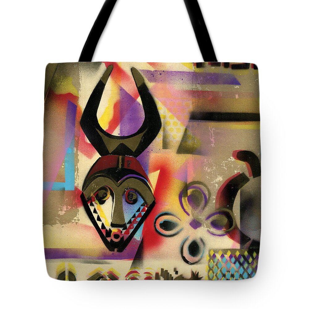 Everett Spruill Tote Bag featuring the painting Afro - Aesthetic - F by Everett Spruill
