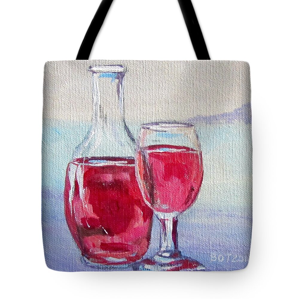 Wine Tote Bag featuring the painting After 5 by Barbara O'Toole