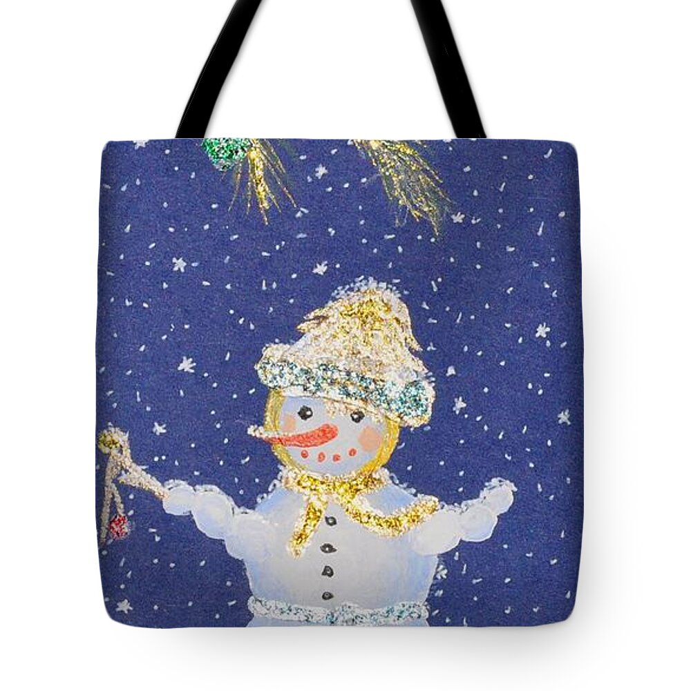 Snowman Tote Bag featuring the painting After a long night by Georgeta Blanaru