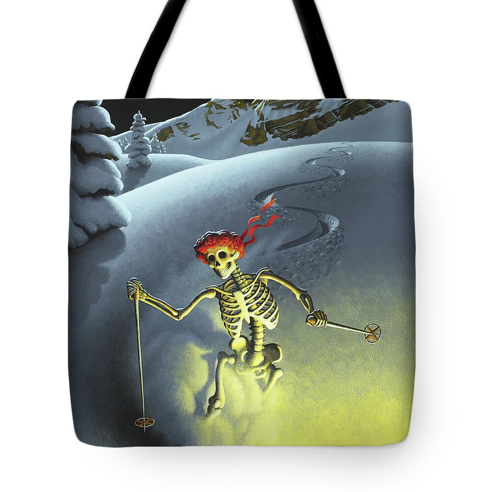 Rose And Skull Tote Bags