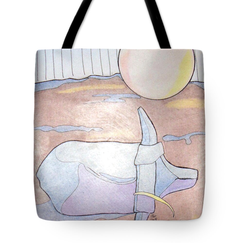 Horse Tote Bag featuring the drawing After play by Loretta Nash