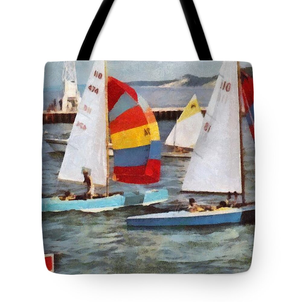 Sail Tote Bag featuring the photograph After the Regatta by Michelle Calkins