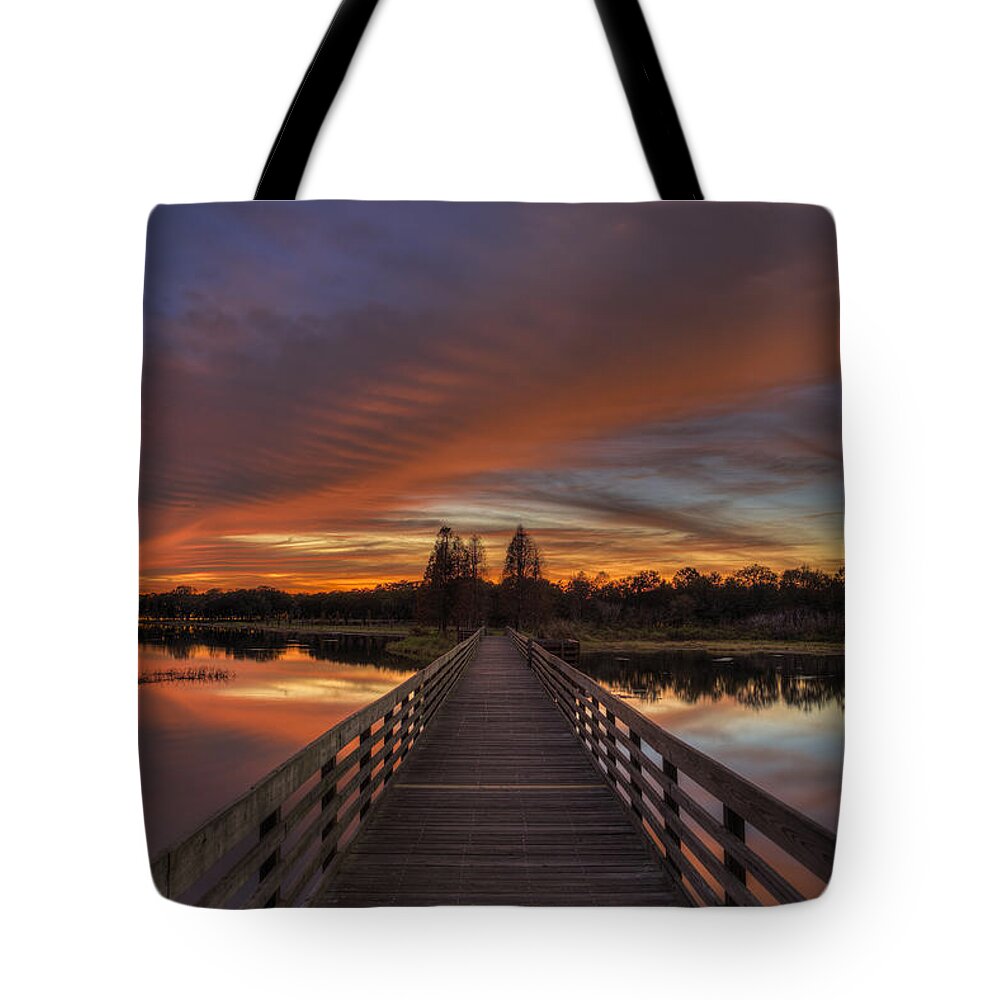 Landscape Tote Bag featuring the photograph Afterglow in Plant City by Justin Battles