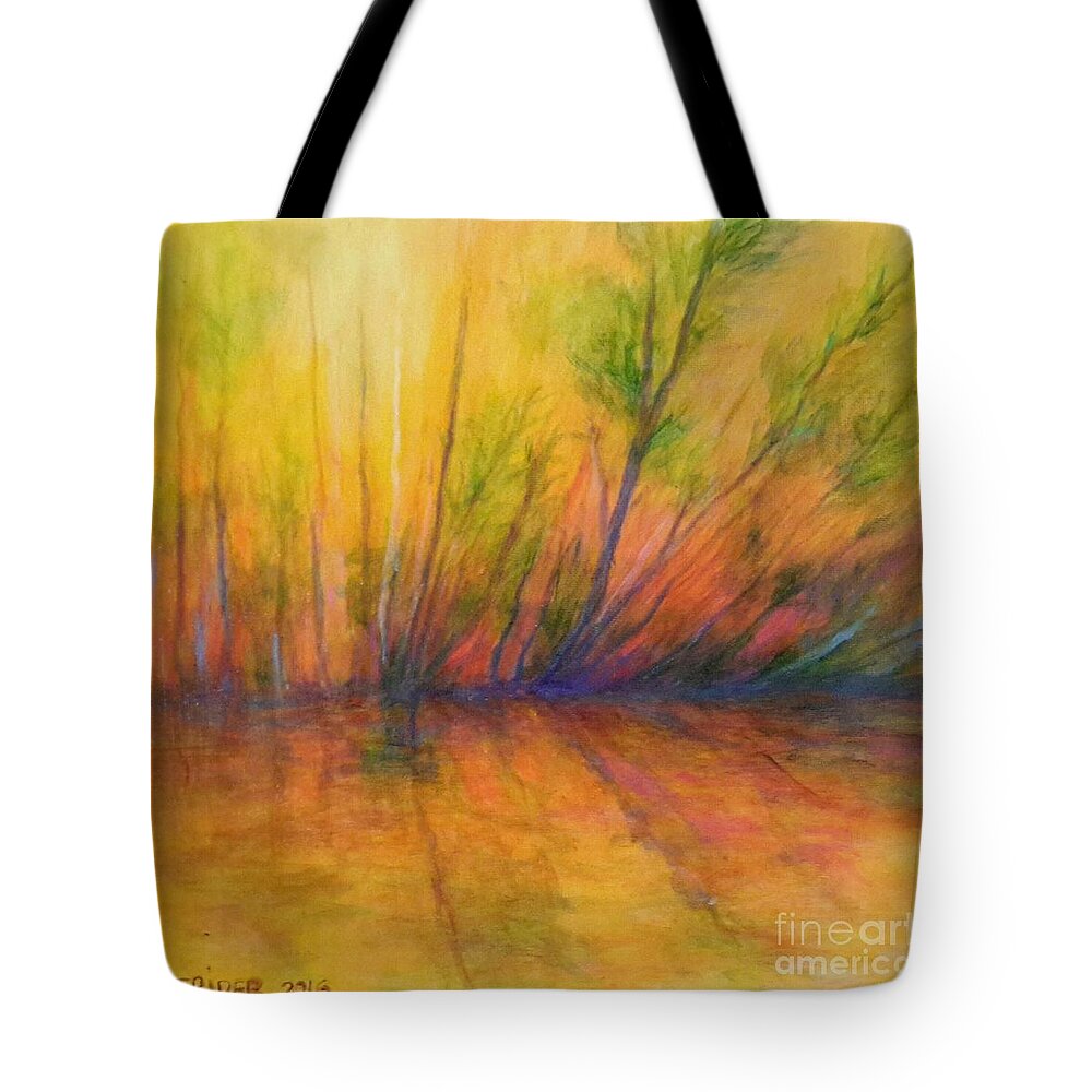 Landscape Tote Bag featuring the painting Afternoon Glow by Alison Caltrider
